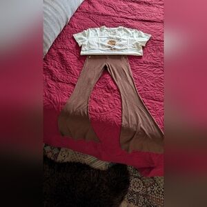 Brown Flared Kids Pants